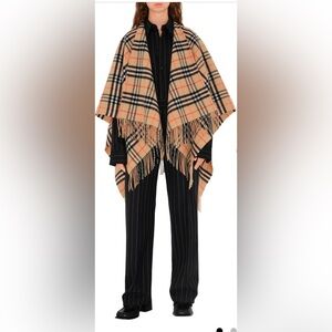 NWT Burberry Colette Cashmere Check Cape